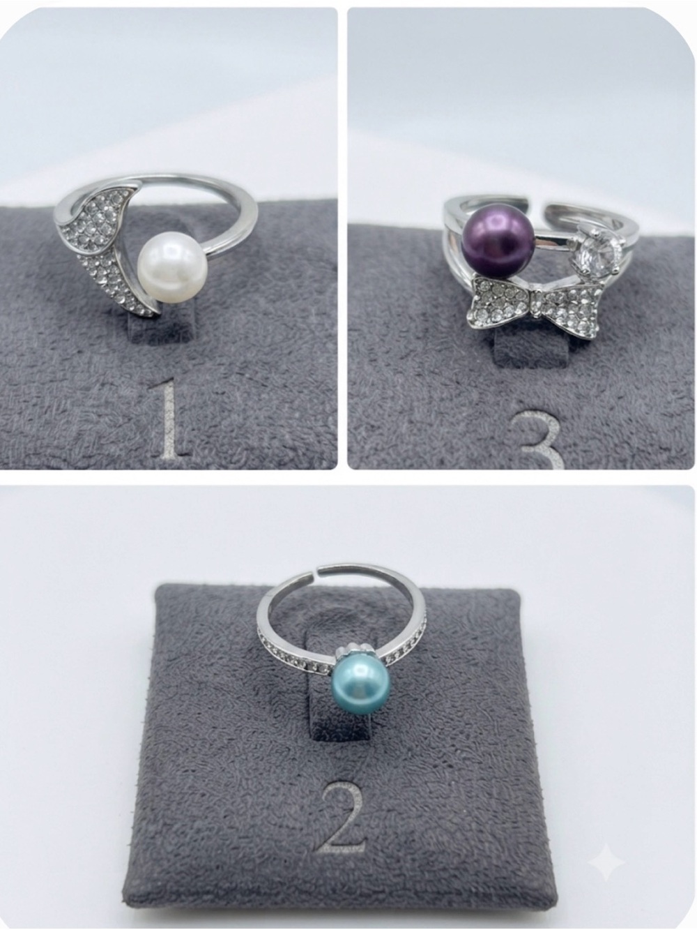 Three (3) different adjustable 925 rings